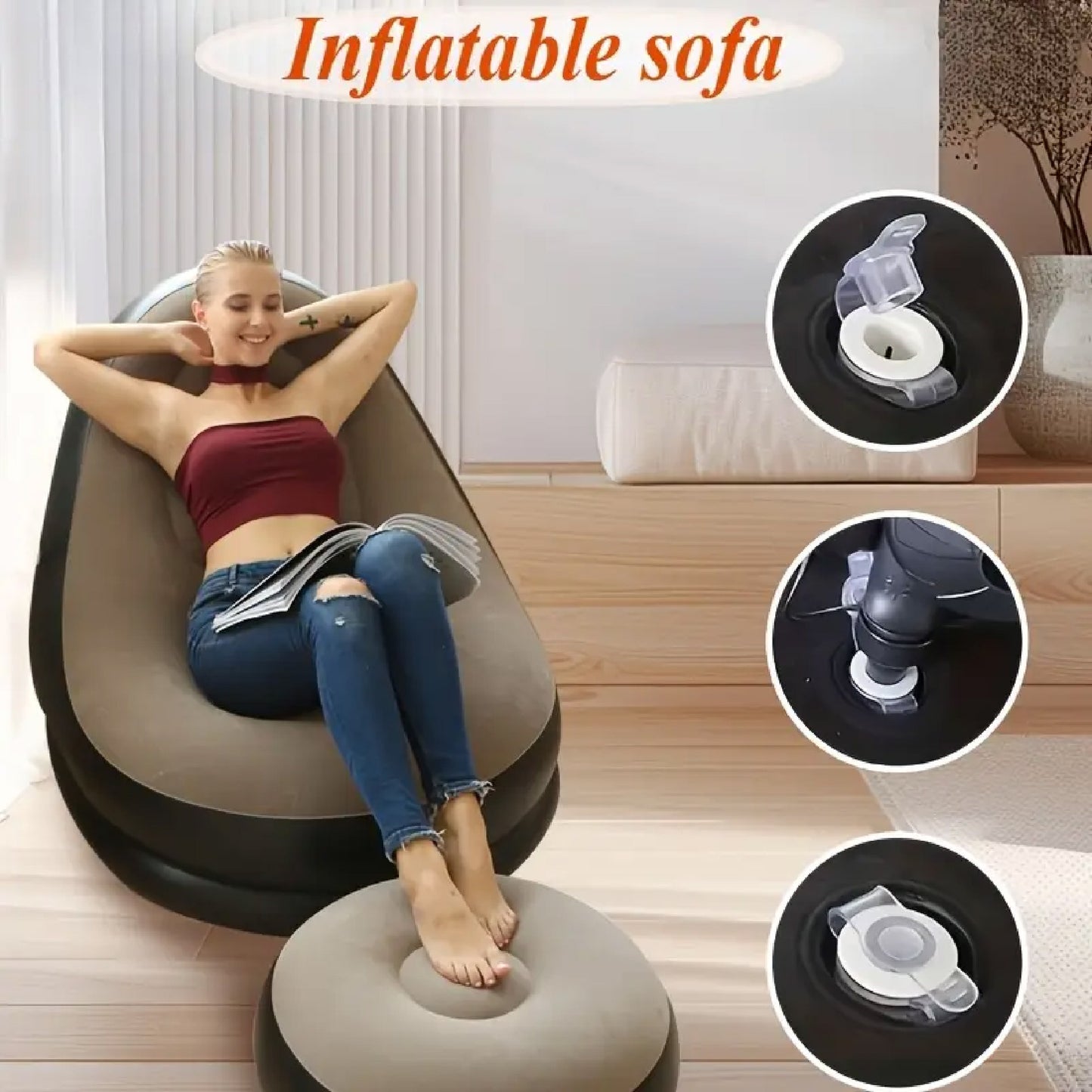 Sillon Sofa Inflable Con Reposa Pies