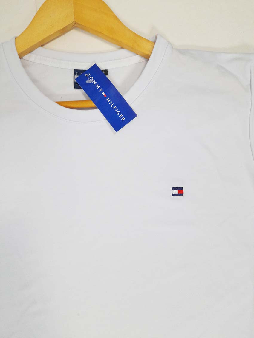 Camiseta de Caballero Blanca con Bordado Pequeño Tommy Hilfiger