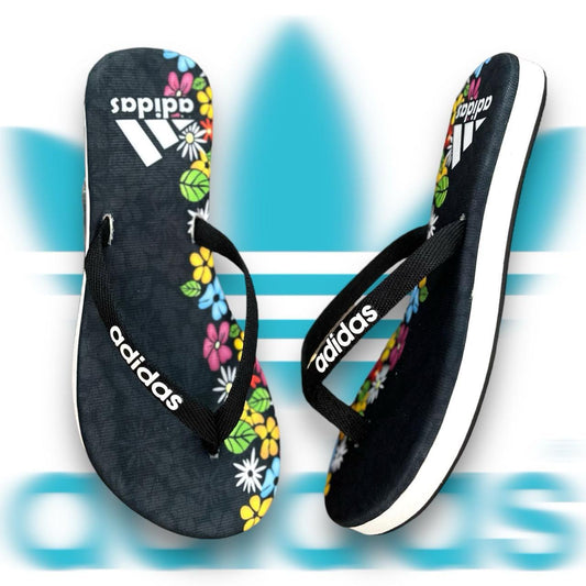 Chanclas dama negra flores